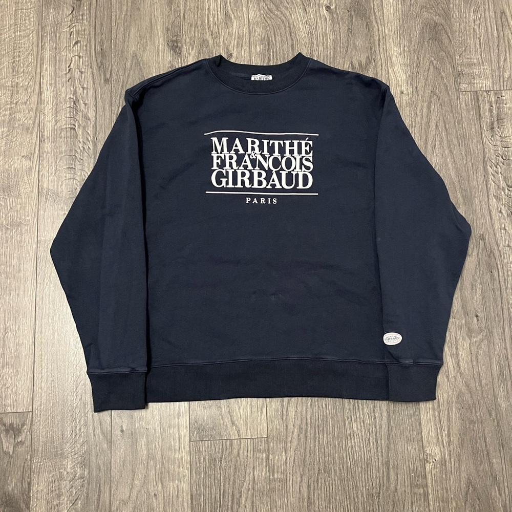 Marithe Francois Girbaud Men's Navy Crewneck with White Logo